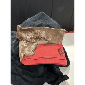 Bass Pro Shops Hat Visor Strap Back Red Brown Outdoors Fish Fishing Open Top Men